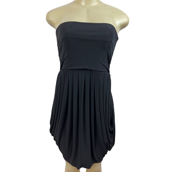 Women's Strapless Black Draped Cocktail Knee Length Dress Sz XS/S - Picture 1 of 5